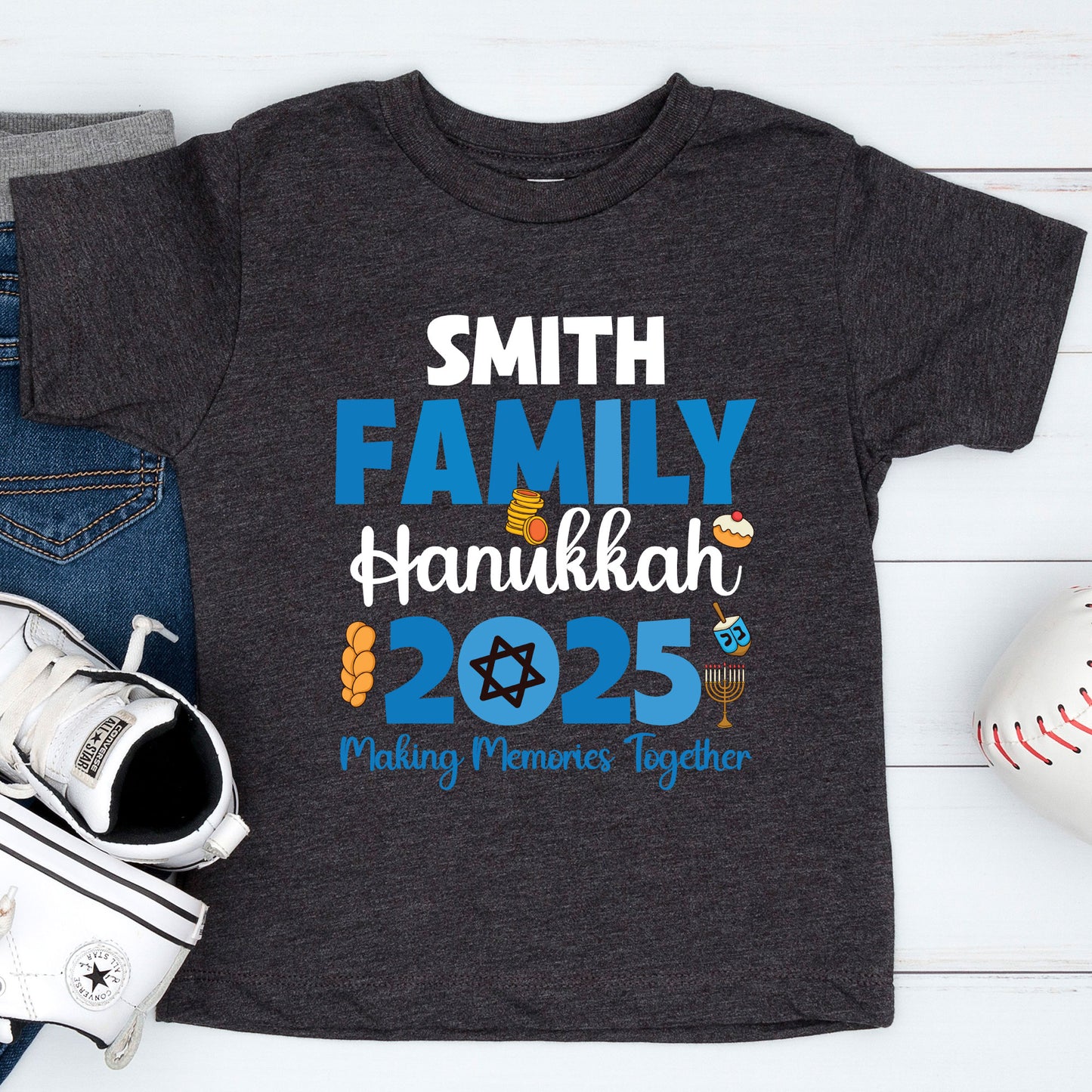 Personalized Hanukkah Family T Shirt, Jewish Holiday Sweatshirt, Menorah Family matching Tees, Hanukkah Party Shirts Sweater