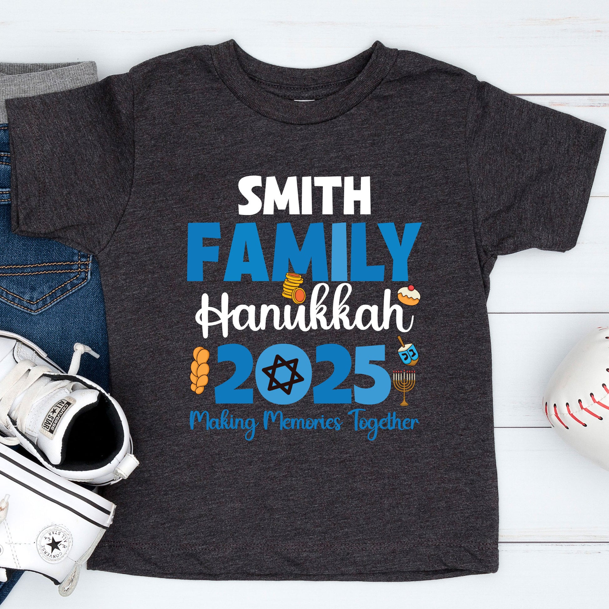 Personalized Hanukkah Family T Shirt, Jewish Holiday Sweatshirt, Menorah Family matching Tees, Hanukkah Party Shirts Sweater