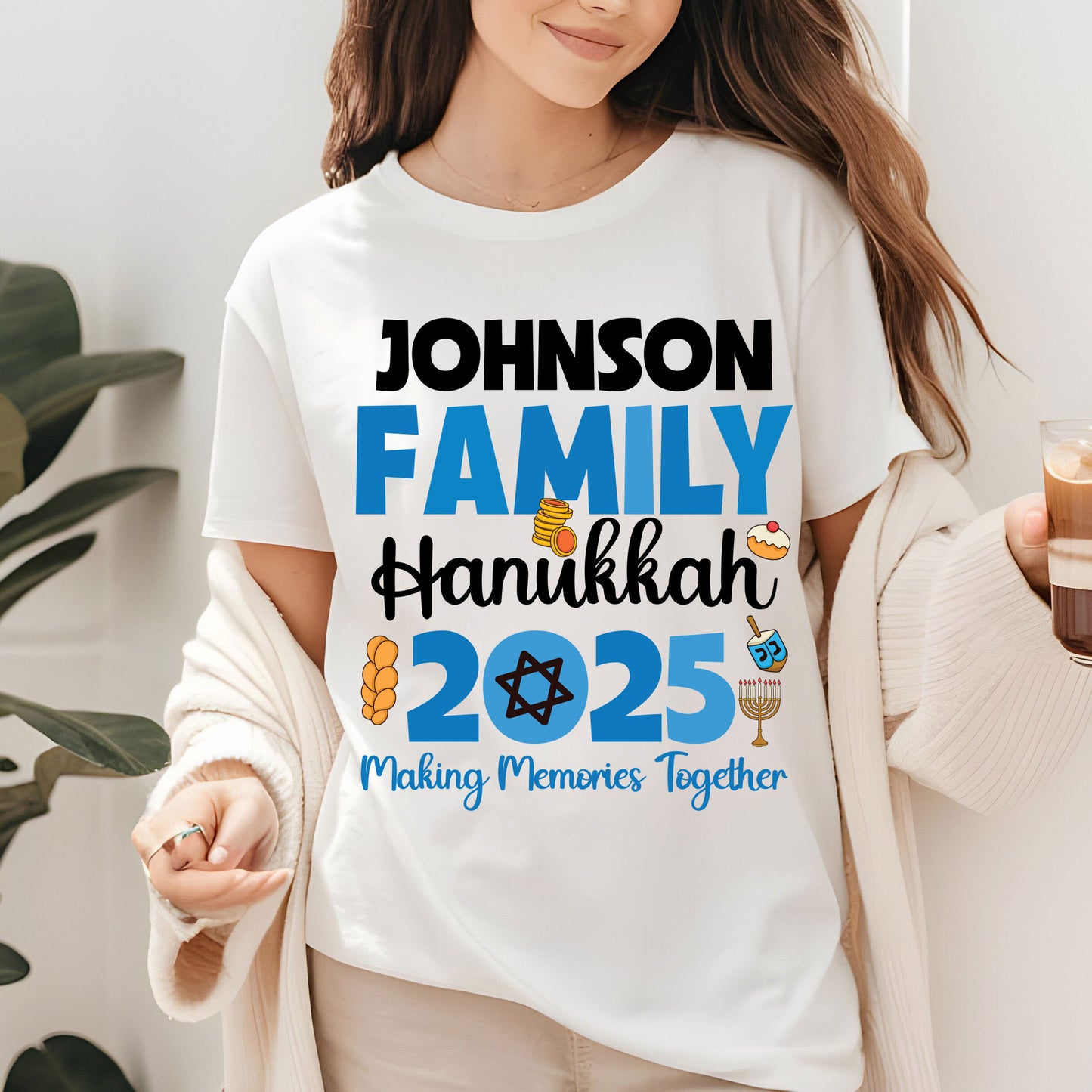 Personalized Hanukkah Family T Shirt, Jewish Holiday Sweatshirt, Menorah Family matching Tees, Hanukkah Party Shirts Sweater