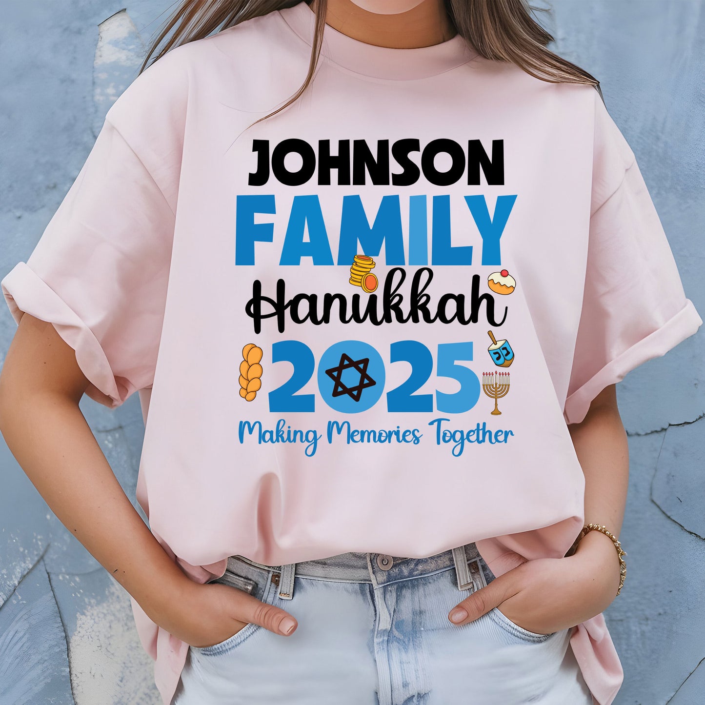 Personalized Hanukkah Family T Shirt, Jewish Holiday Sweatshirt, Menorah Family matching Tees, Hanukkah Party Shirts Sweater