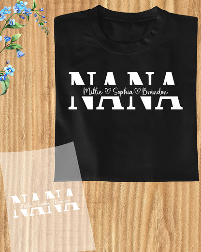 Personalized Nana DTF Transfer With Kids Name