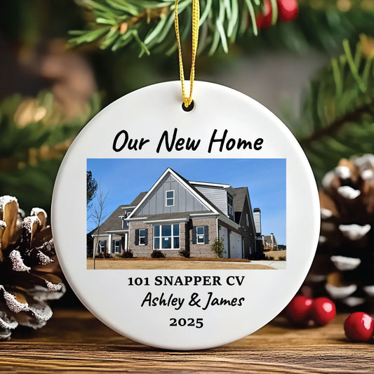 Personalized New Home Photo Christmas Ceramic Ornament