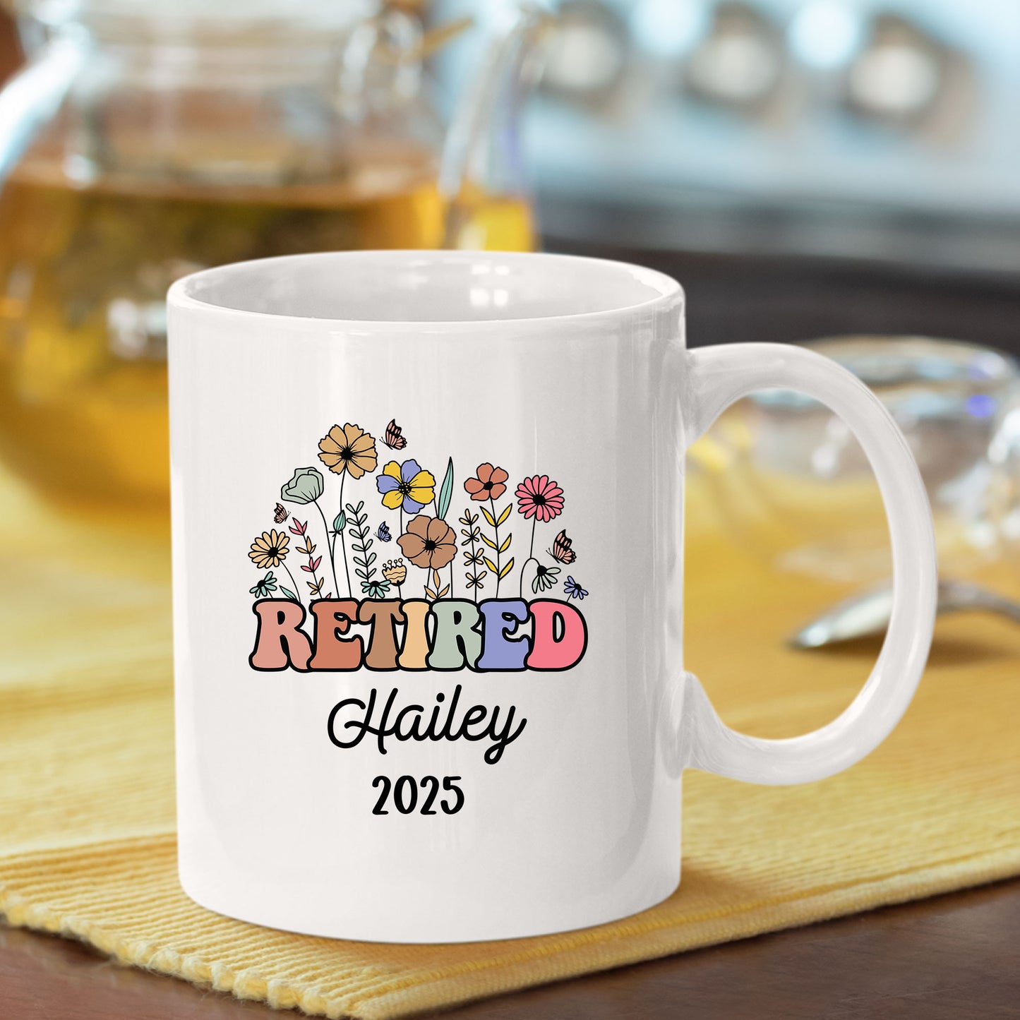 Personalized Retirement Floral Mug Tumbler