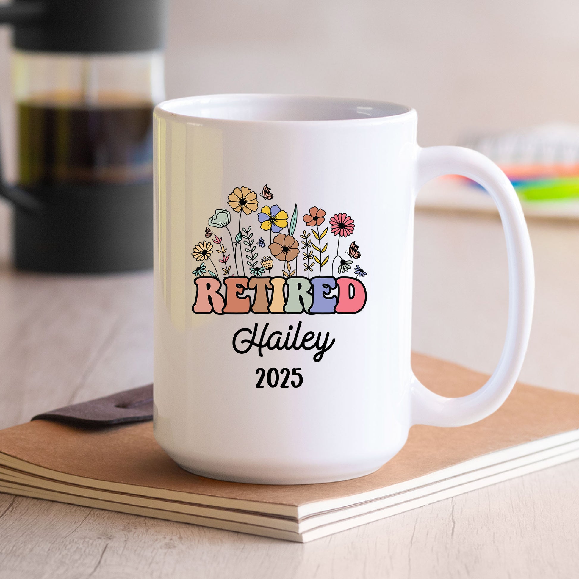 Personalized Retirement Floral Mug Tumbler