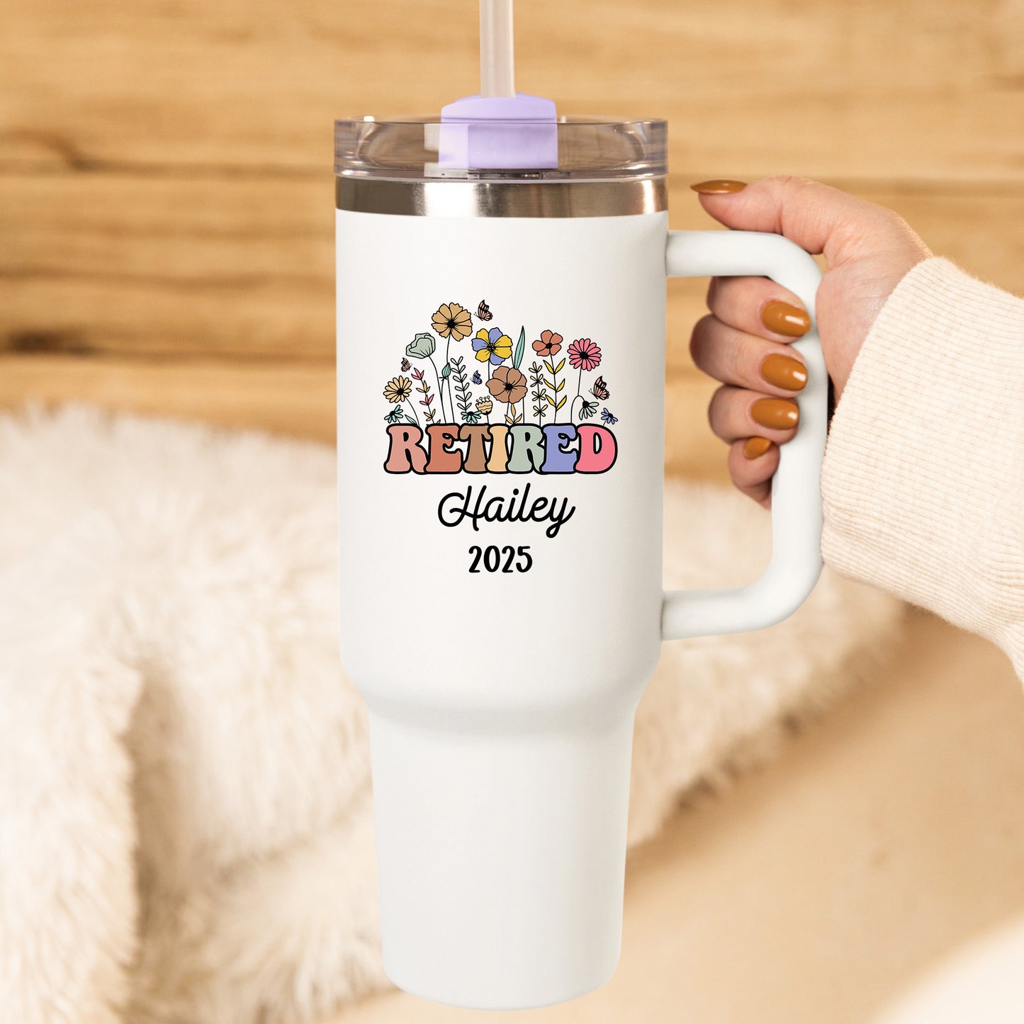 Personalized Retirement Floral Mug Tumbler