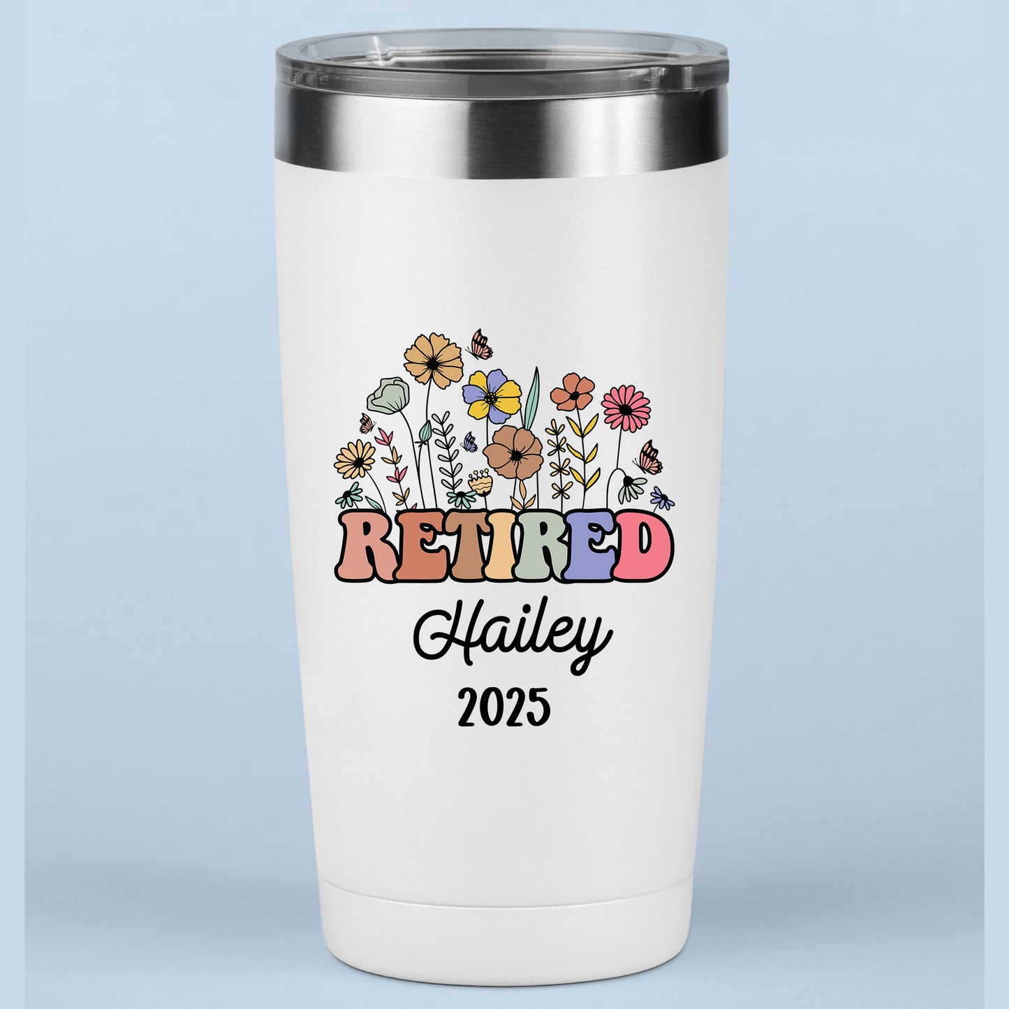 Personalized Retirement Floral Mug Tumbler