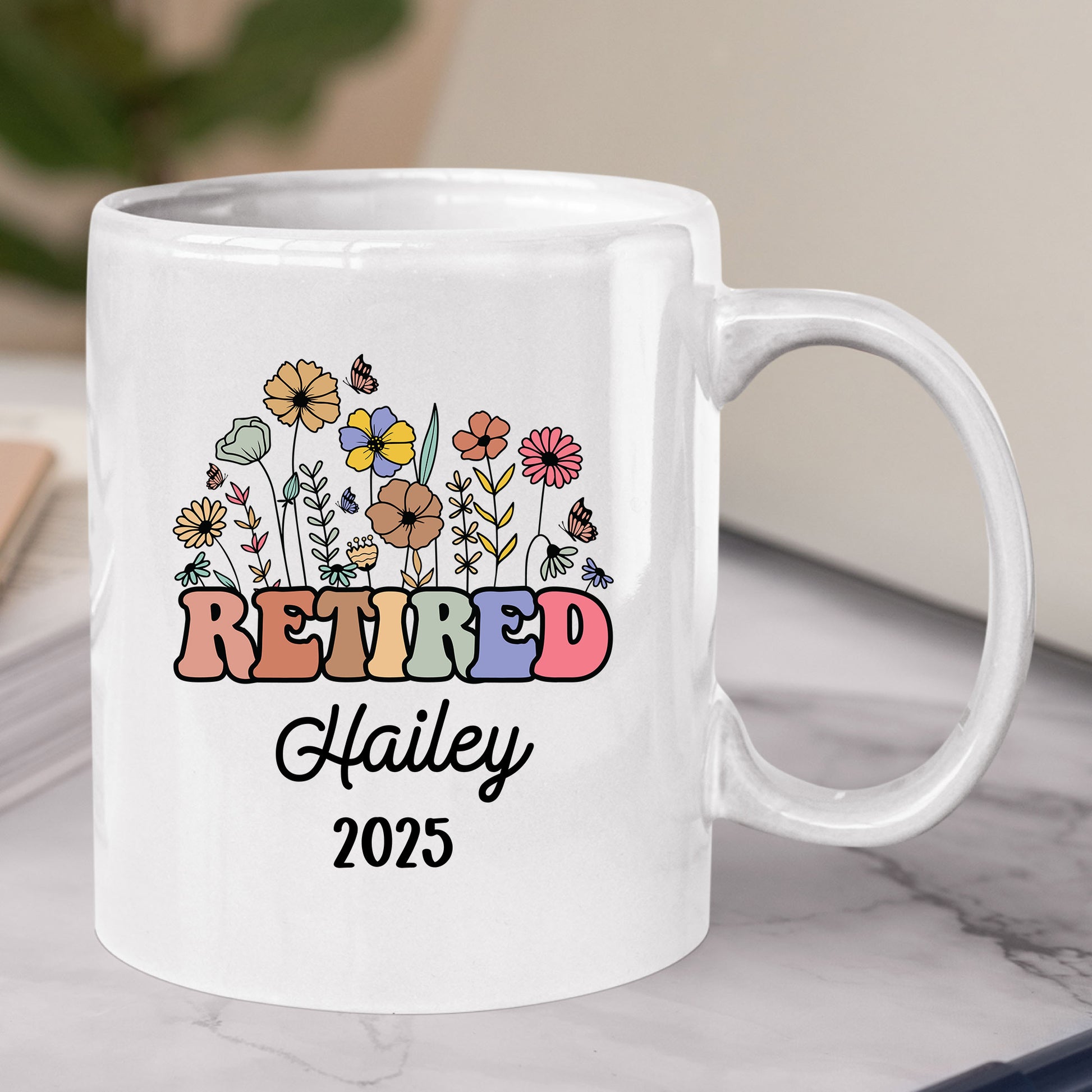 Personalized Retirement Floral Mug Tumbler