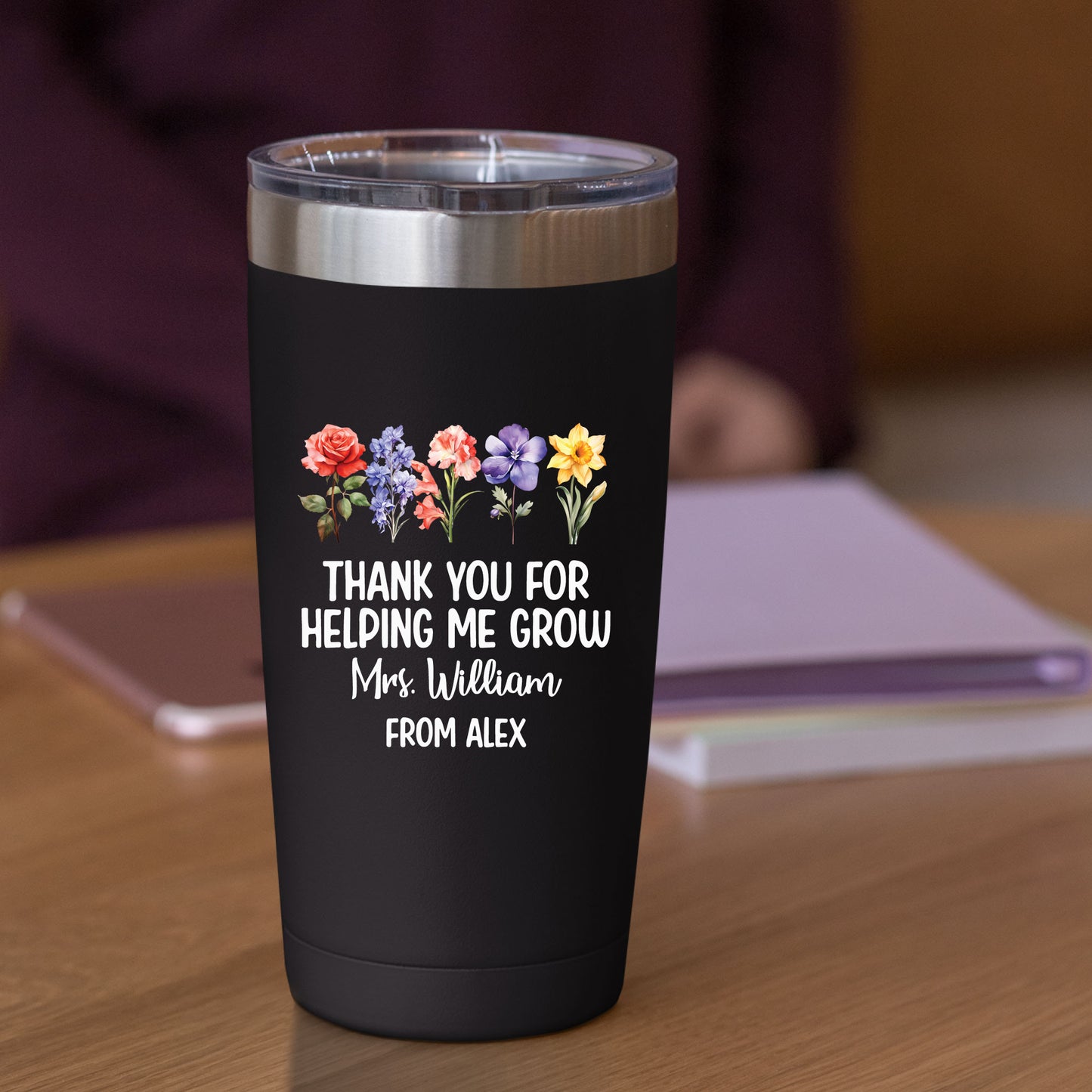 Personalized Teacher Floral Mug Tumbler