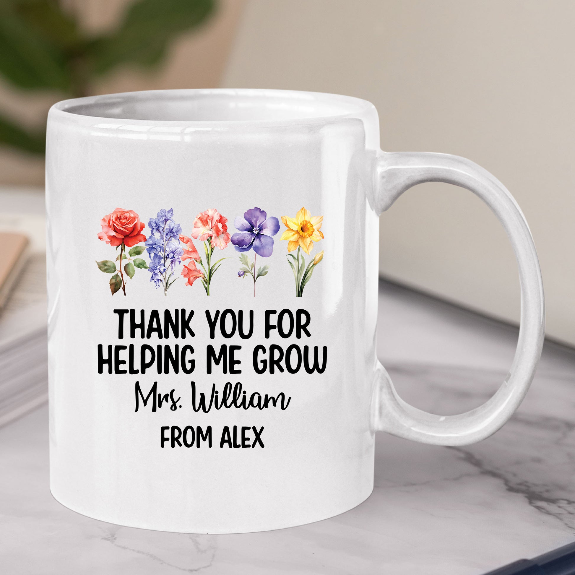 Personalized Teacher Floral Mug Tumbler