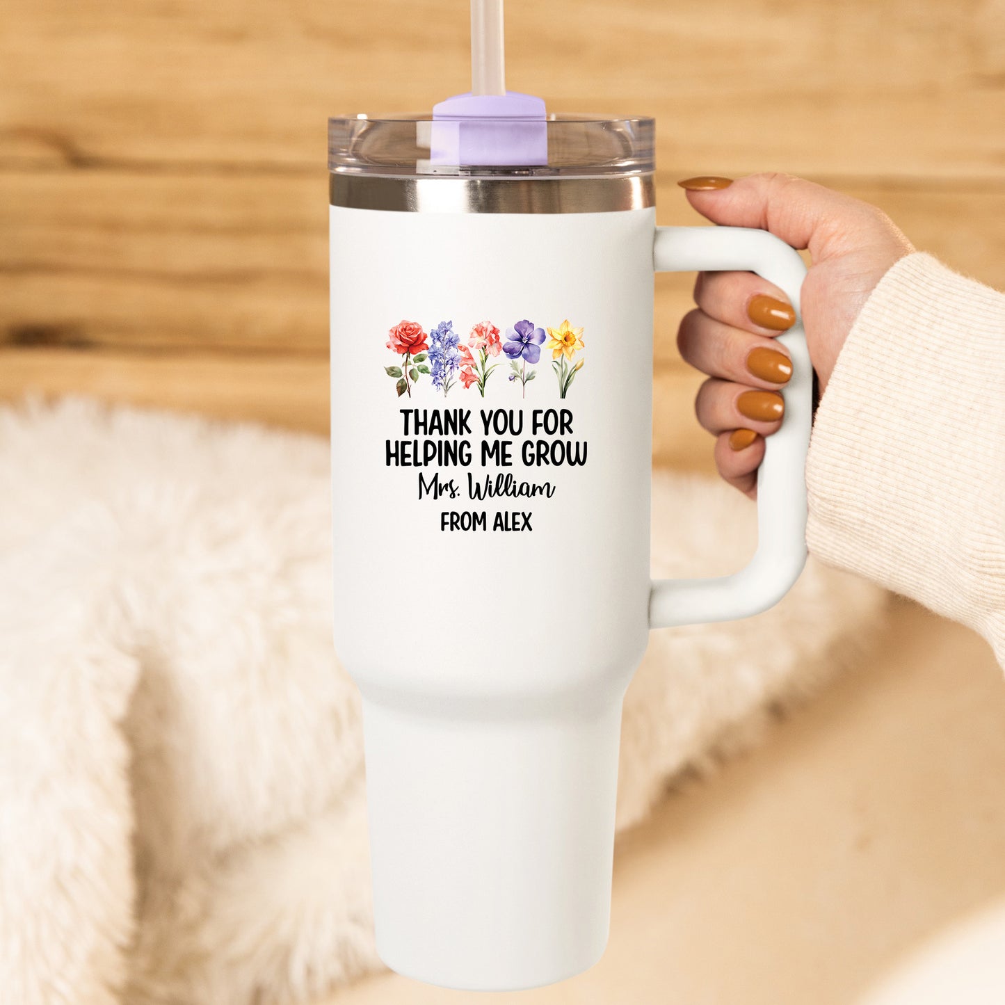 Personalized Teacher Floral Mug Tumbler