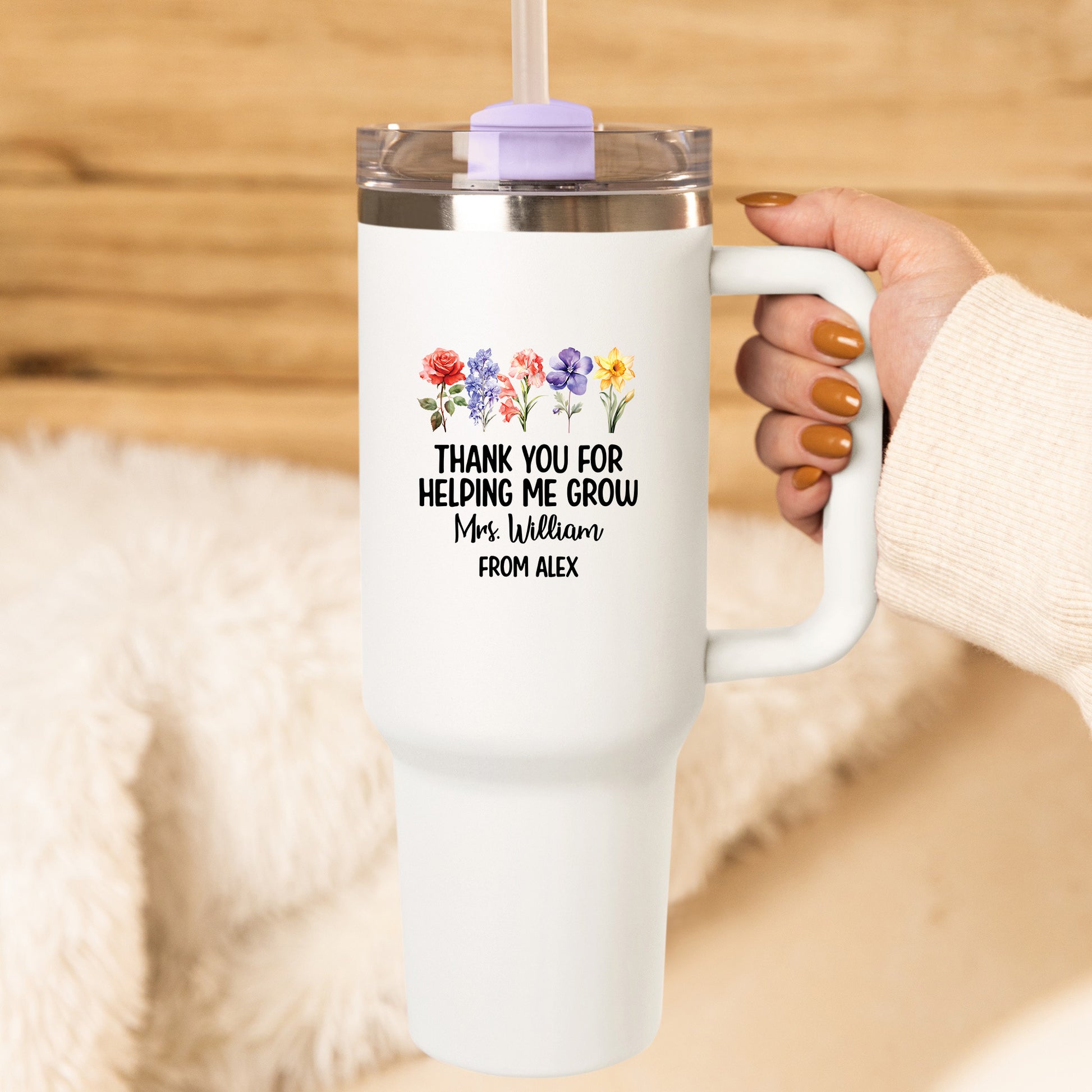 Personalized Teacher Floral Mug Tumbler