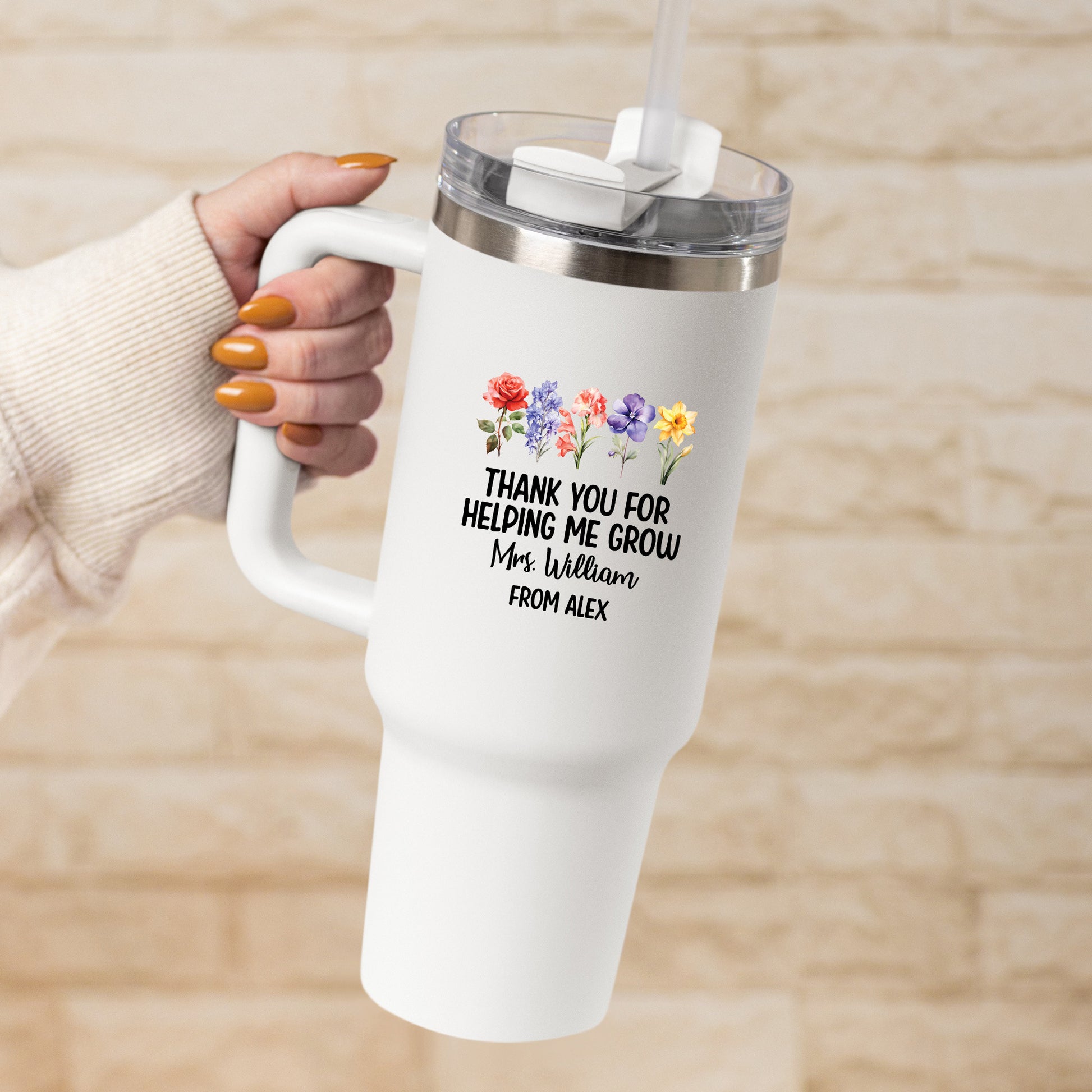 Personalized Teacher Floral Mug Tumbler