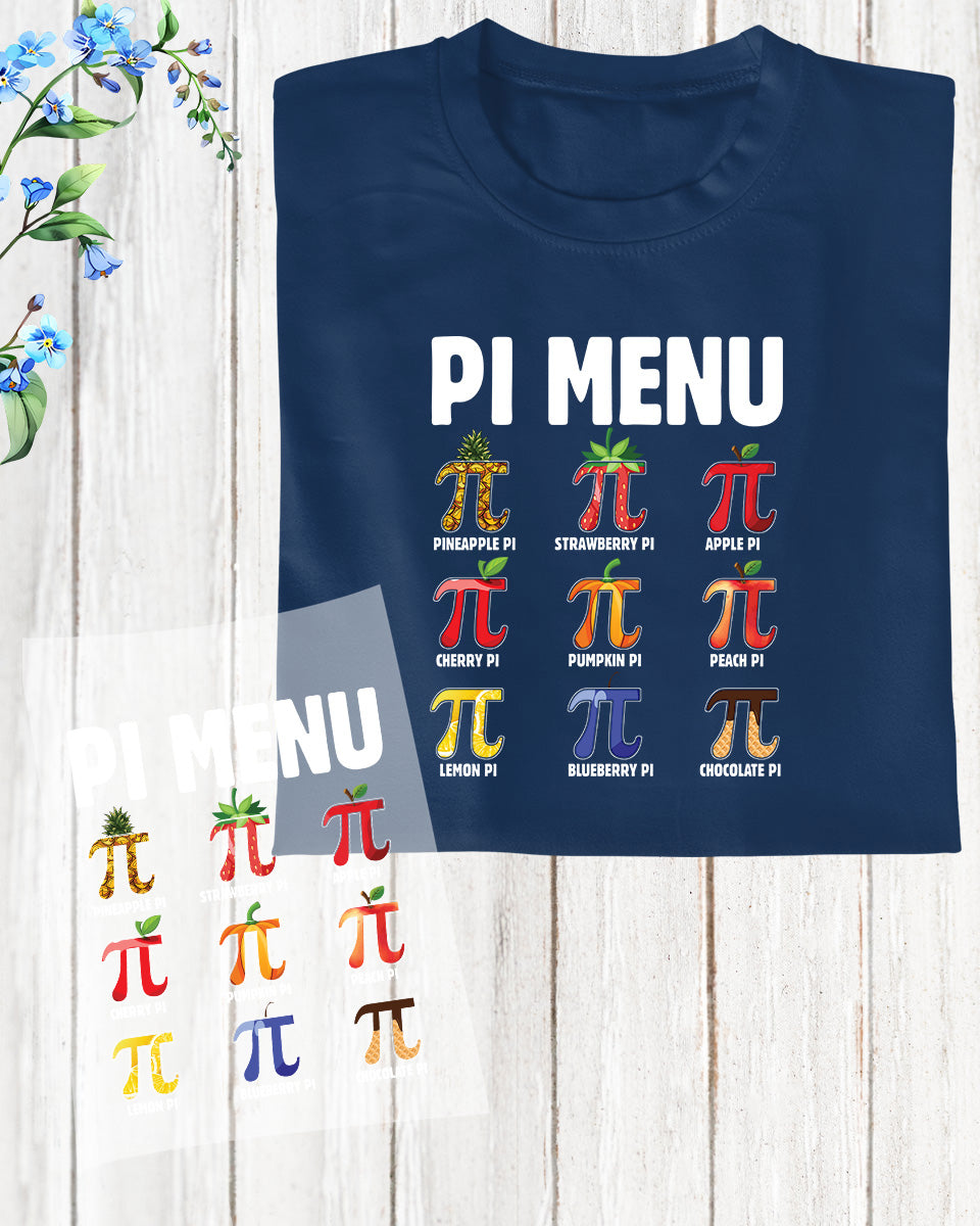 Pi Menu Math Teacher DTF Transfer Ready to Press – Super Custom Tees