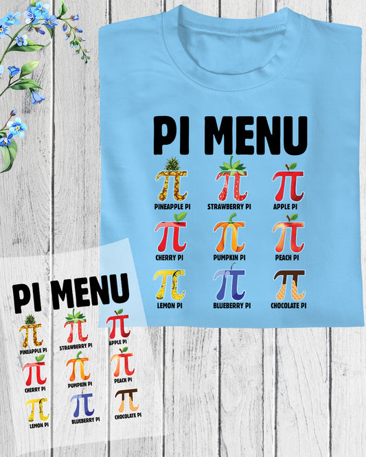 Pi Menu Symbol Math Nerd DTF Transfer