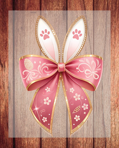 Pink Bunny Coquette Bow DTF Transfer Sheets