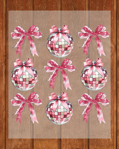 Pink Coquette New Year 2026 DTF Transfer, Ready to Press Heat Transfer for Shirts, Festive Holiday Pink New Year 2026 Design, UV Sticker