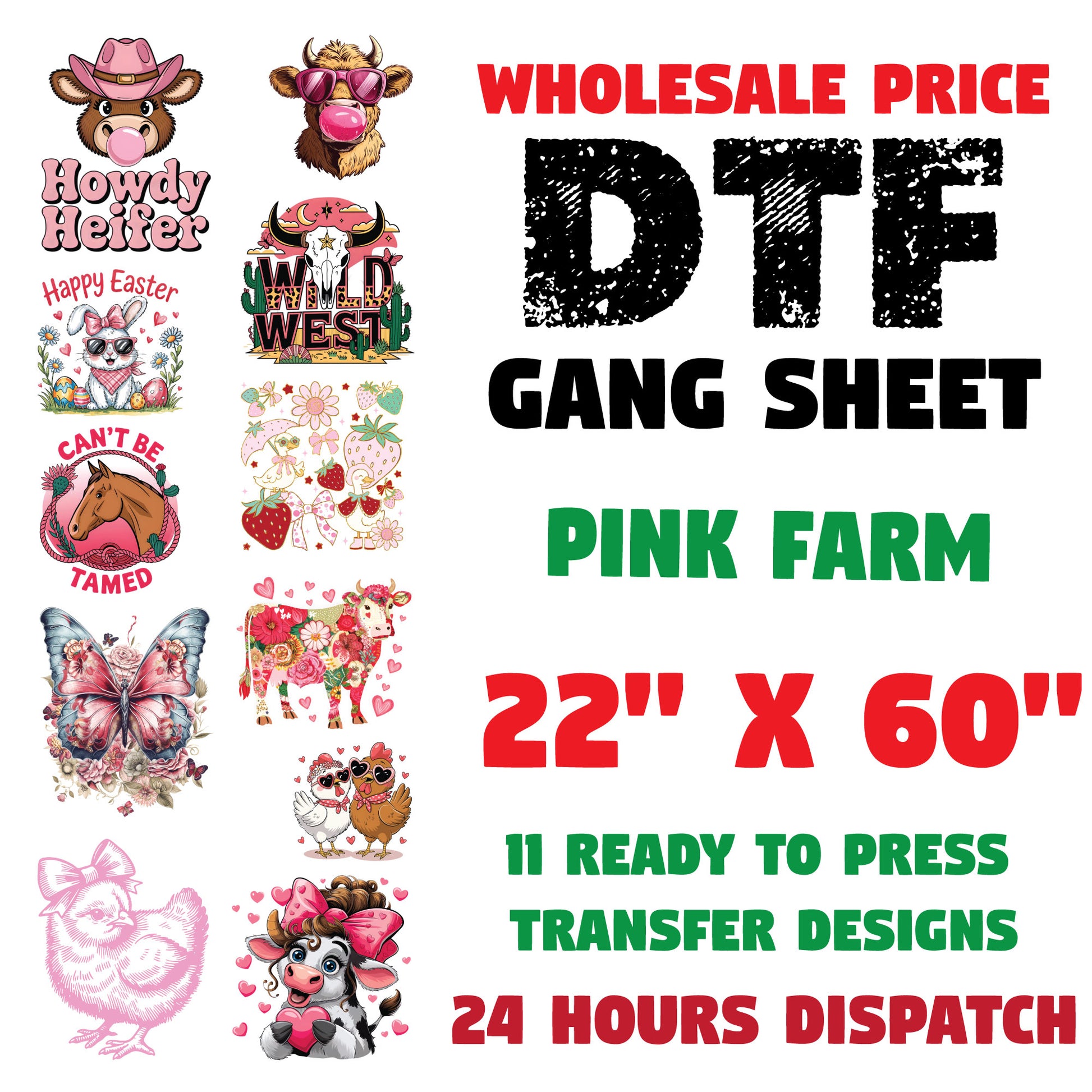 Pink Farm DTF Transfer Premade Gangsheet