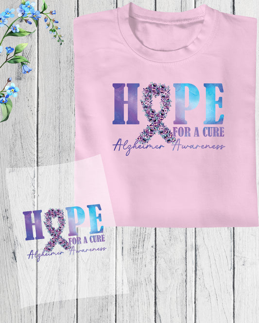 Hope For a Cure Alzheimer's Awareness DTF Transfer Film