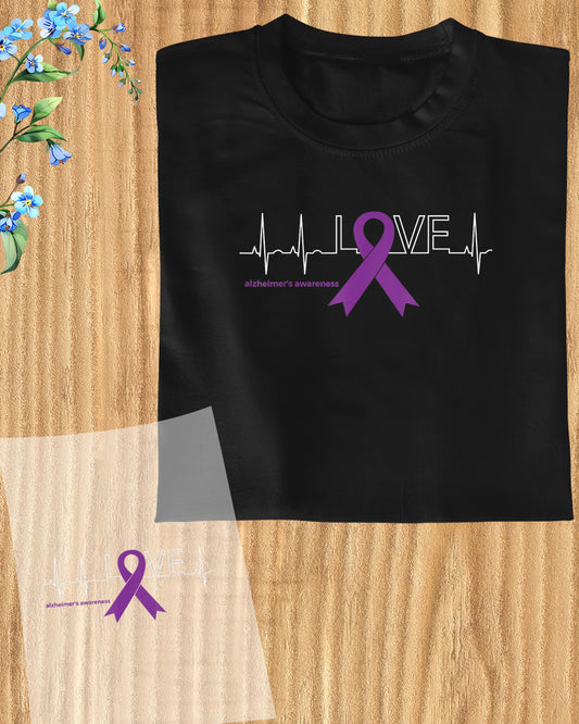 Love Alzheimer's Awareness Heart DTF Transfer Film