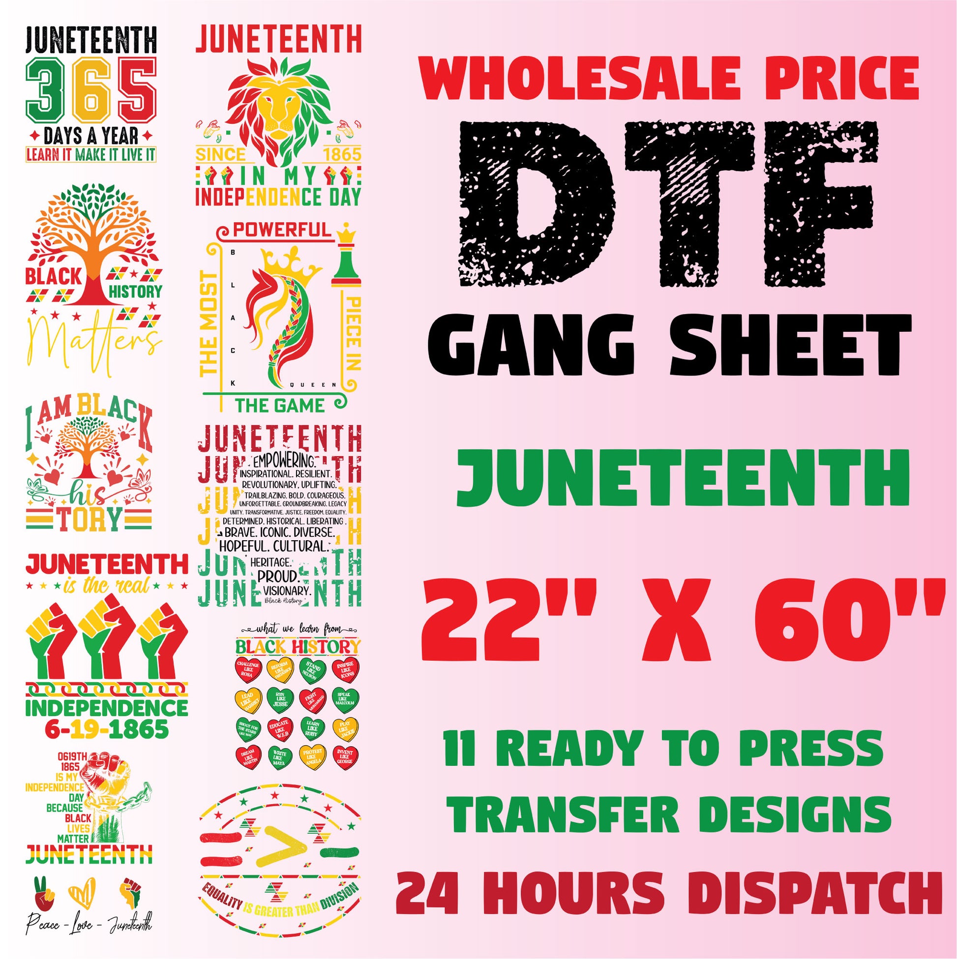Premade Juneteenth DTF Transfer Gang sheet
