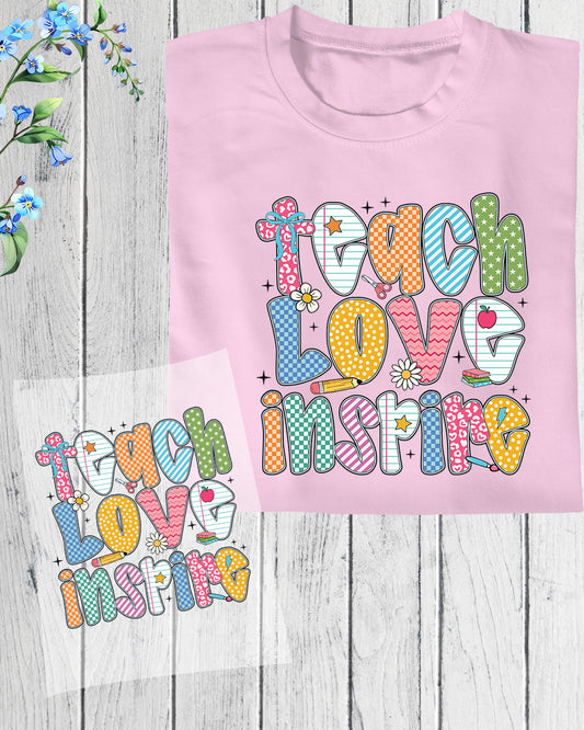 Preppy Back to School Teach Love Inspire DTF Transfer