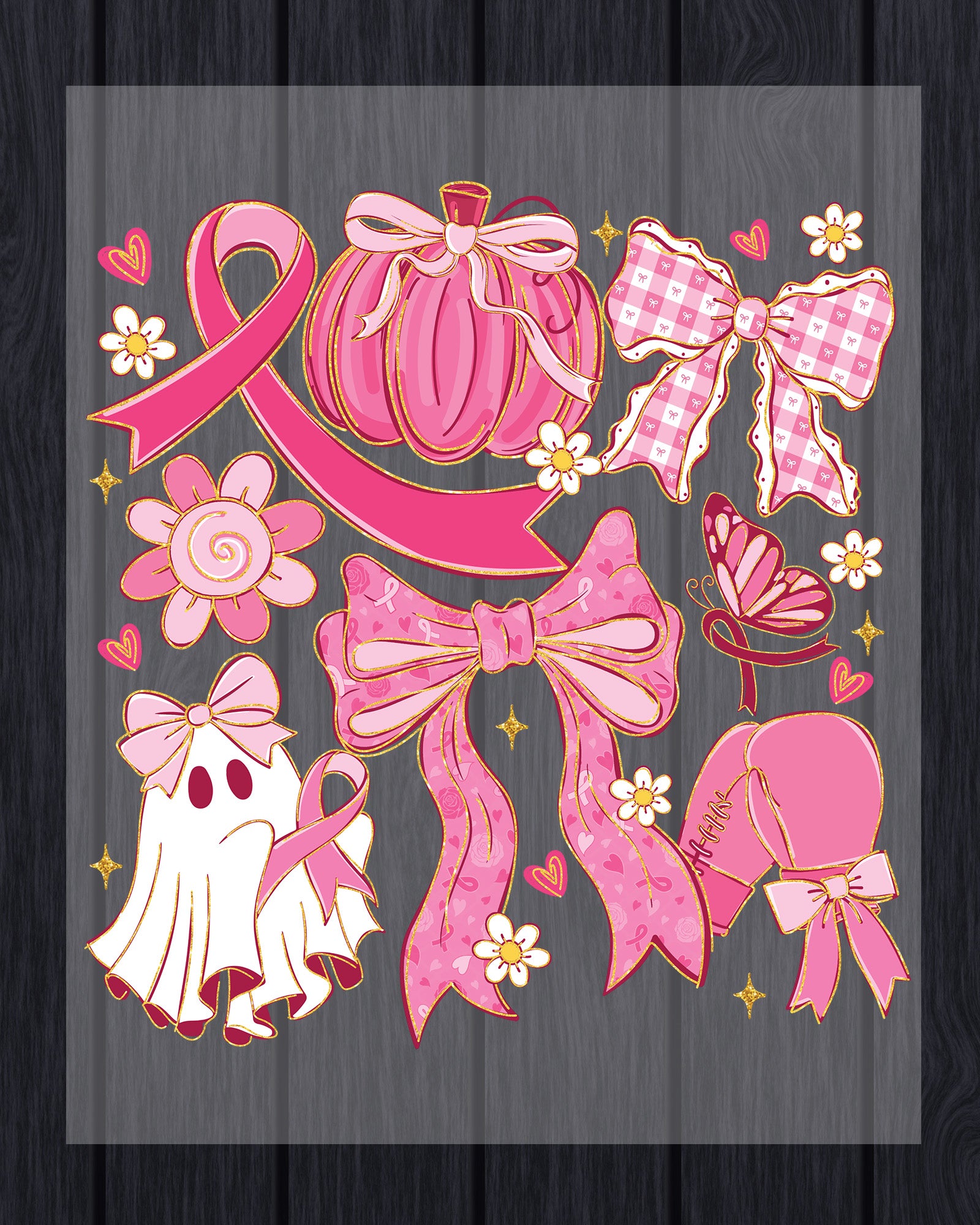 Preppy Breast Cancer in October We Wear DTF Transfer