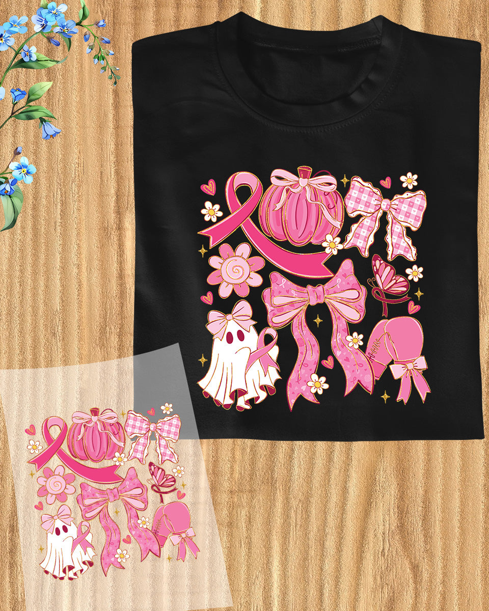 Preppy Breast Cancer in October We Wear DTF Transfer