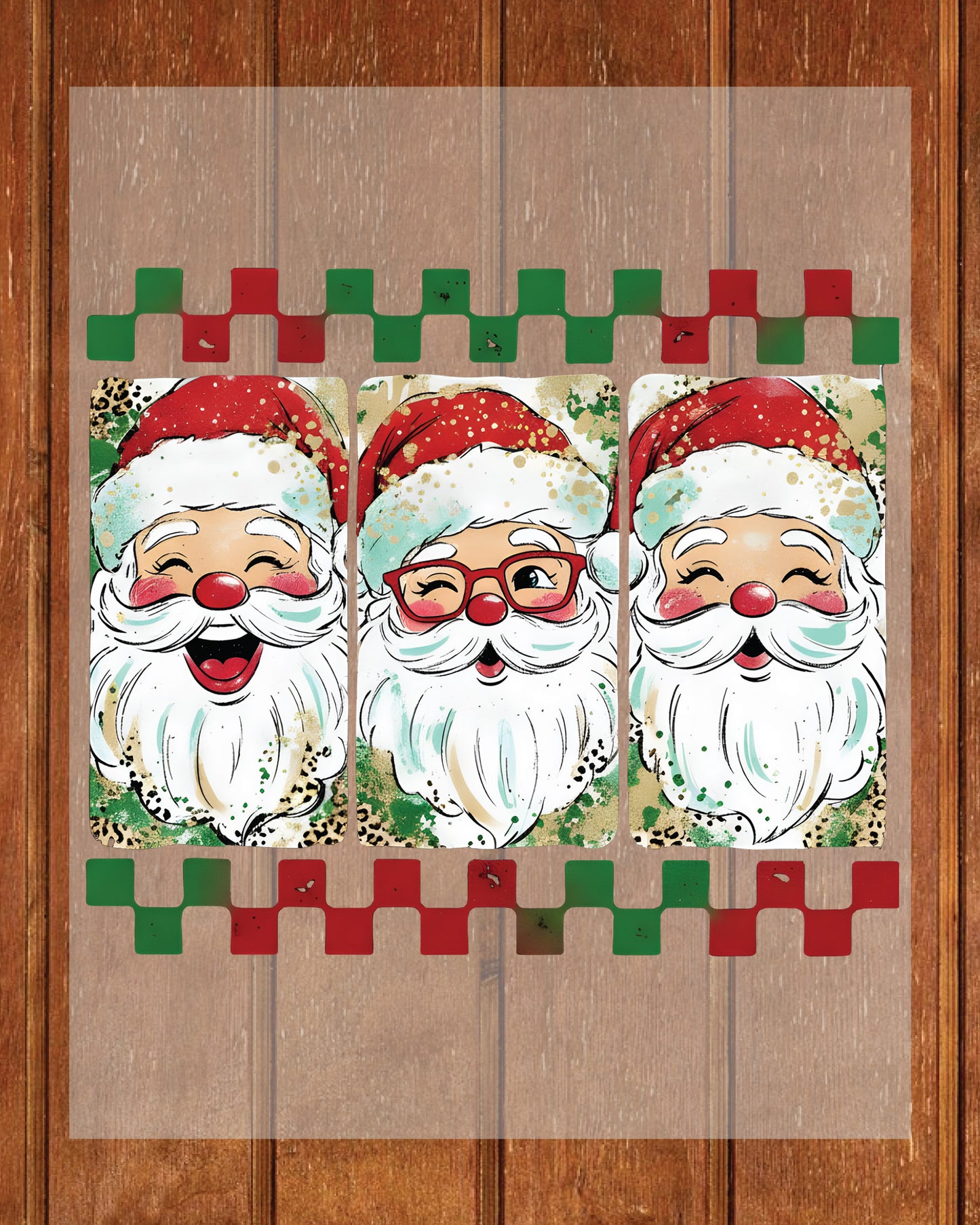 Preppy Brushstroke Christmas Santa DTF Transfer, Holiday Heat Press Design, Xmas Shirt Print, UV DTF Sticker, Christmas Gift Idea