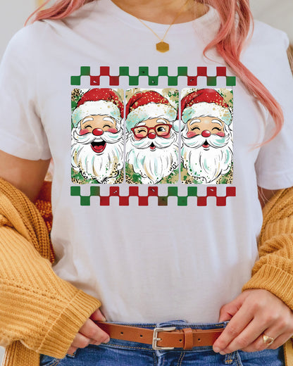 Preppy Brushstroke Christmas Santa DTF Transfer, Holiday Heat Press Design, Xmas Shirt Print, UV DTF Sticker, Christmas Gift Idea