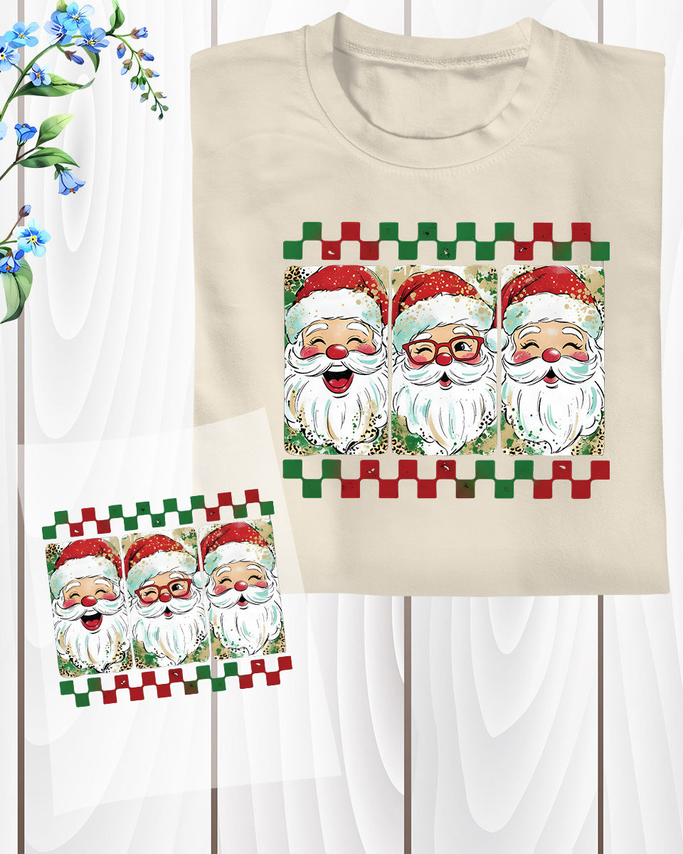 Preppy Brushstroke Christmas Santa DTF Transfer, Holiday Heat Press Design, Xmas Shirt Print, UV DTF Sticker, Christmas Gift Idea