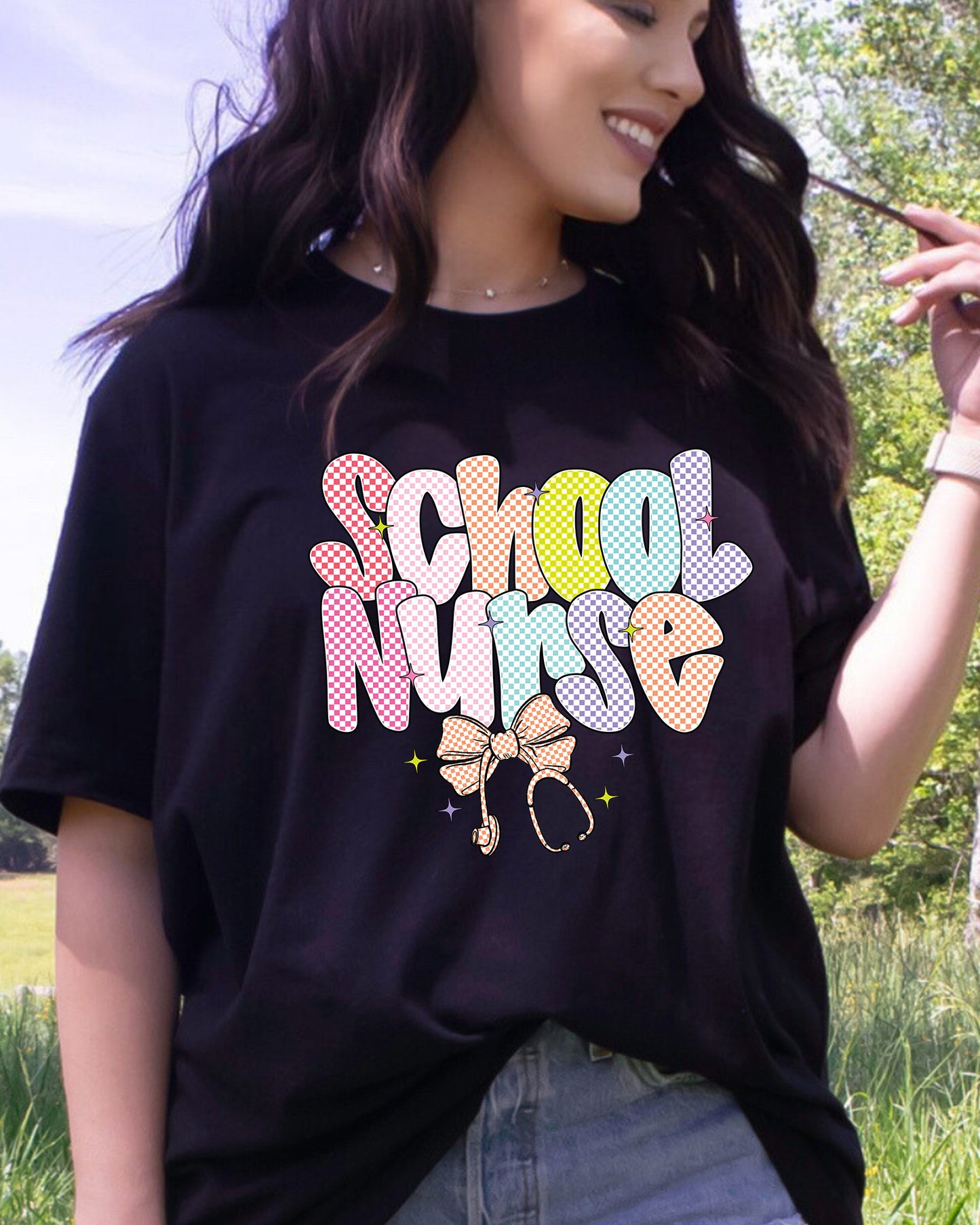 Preppy Checkered School Nurse DTF Transfer