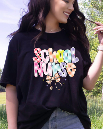 Preppy Checkered School Nurse DTF Transfer