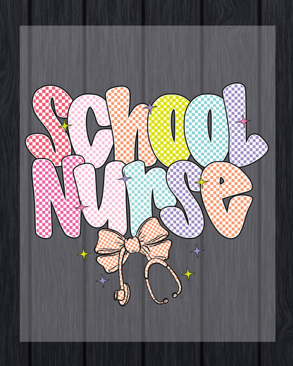 Preppy Checkered School Nurse DTF Transfer