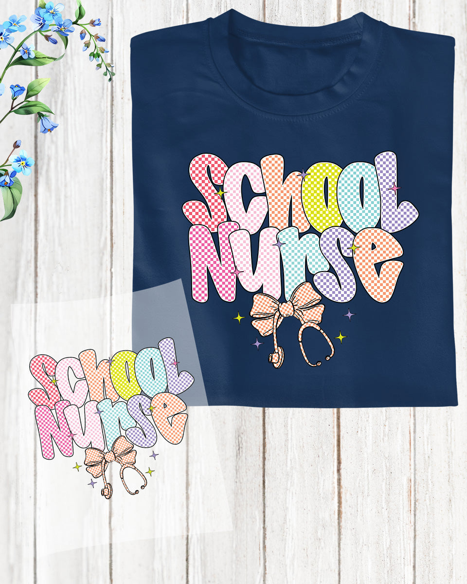 Preppy Checkered School Nurse DTF Transfer