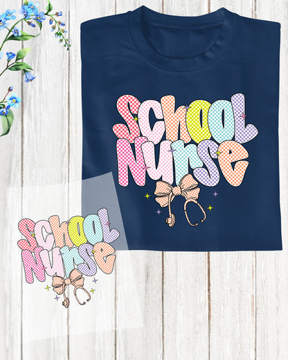 Preppy Checkered School Nurse DTF Transfer
