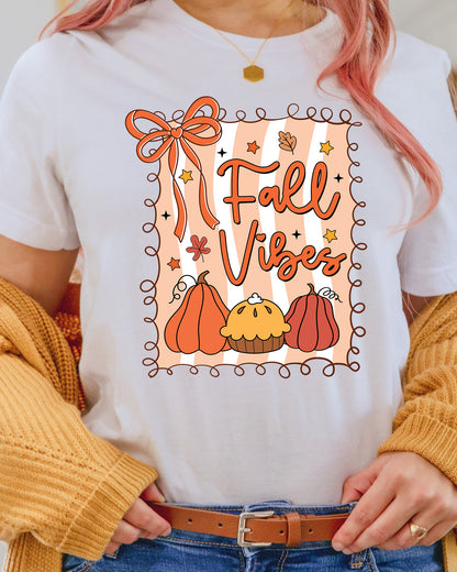 Preppy Fall Vibes Pumpkin Coquette DTF Transfer