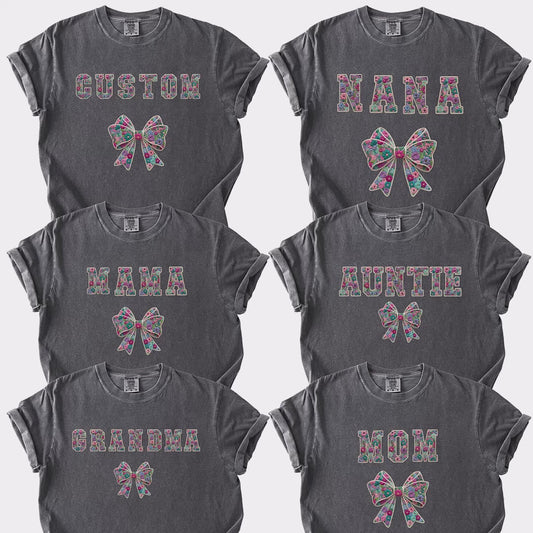 Mama Faux Yarn Printed Comfort Colors T Shirt Grandma Nana Auntie Gigi Grammy Meme Nonna Mothers Day Gift Tees