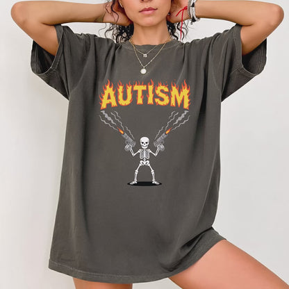 Autism Attitude Flaming Comfort Colors T Shirts