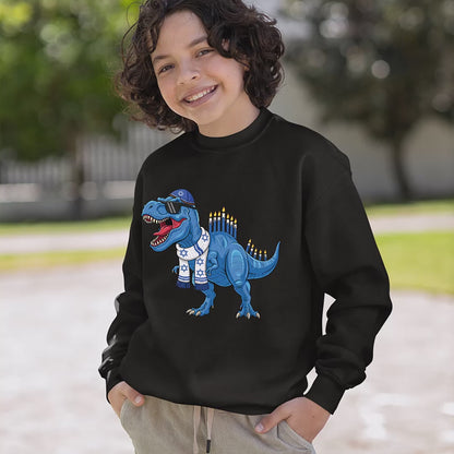 Dinosaur Hanukkah Kids Shirt, Funny Menorah Hanukkah Shirt, Boys Jewish Shirt, Girls Hanukkah Party Shirts Sweater