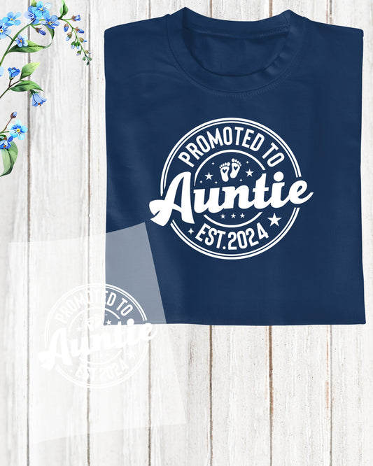 Promoted to Auntie Est 2024  Trendy DTF Transfer Film