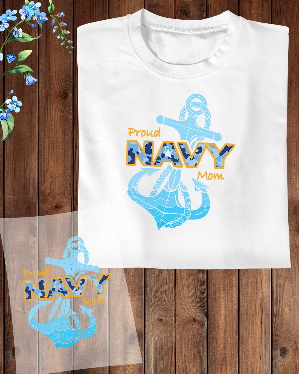 Proud Navy Mom DTF Transfer Film