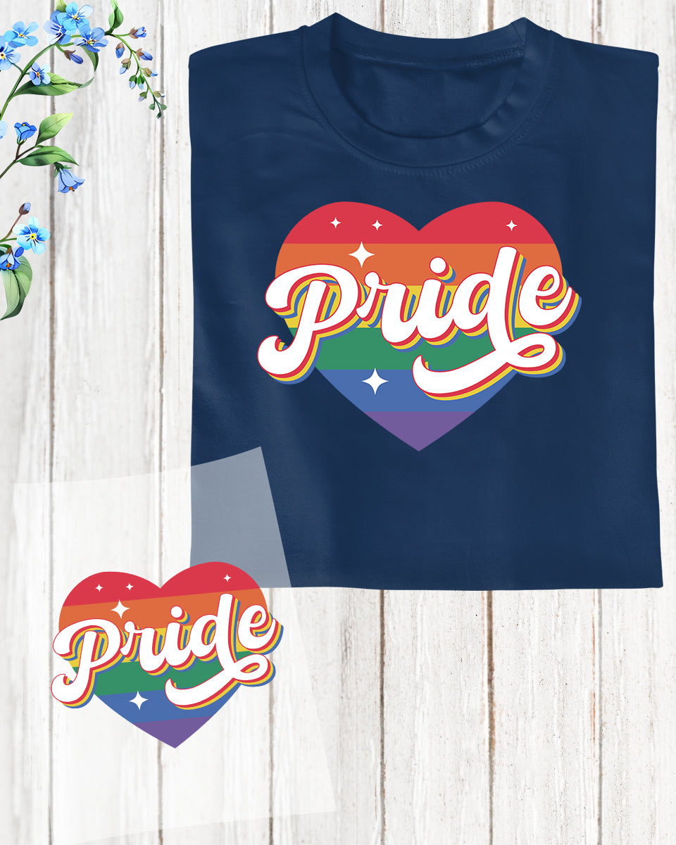 Pride Rainbow Heart DTF Transfer Film