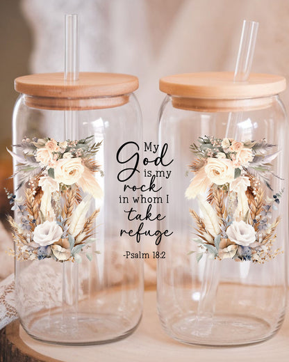 Psalm Bible Verse Glass Tumbler UV DTF wrap