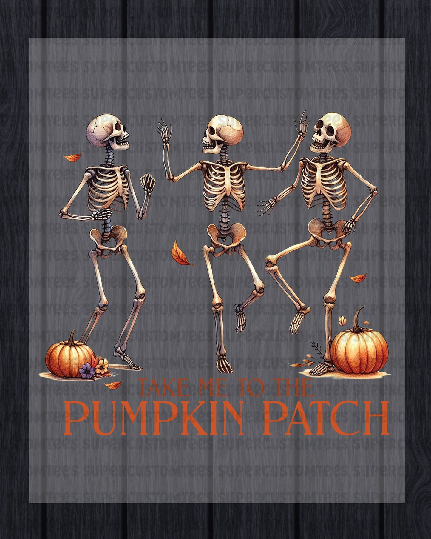 Pumpkin Patch Skeleton DTF Transfer Ready to Press