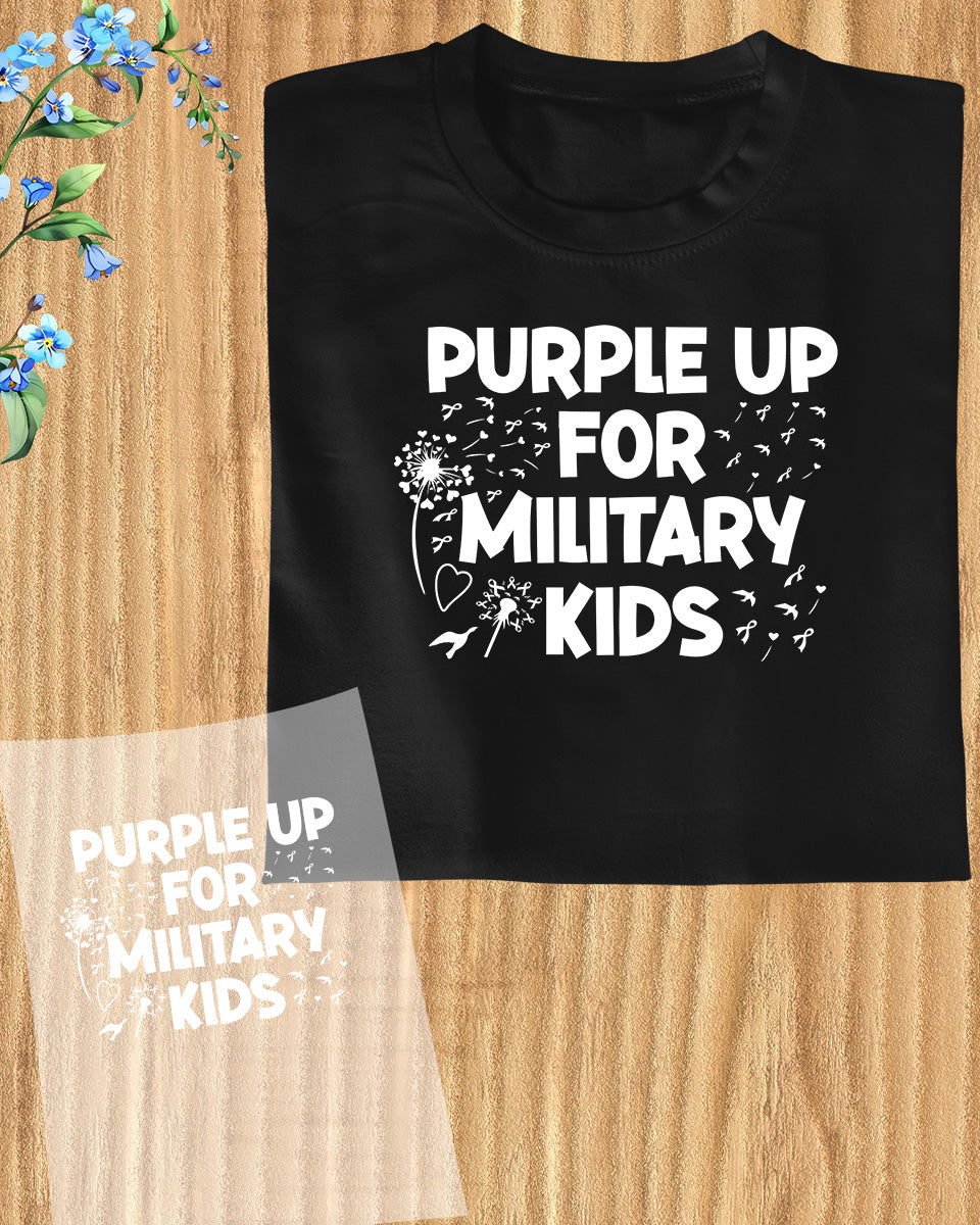 Purple Up For Military Kids Trendy DTF Transfer Film