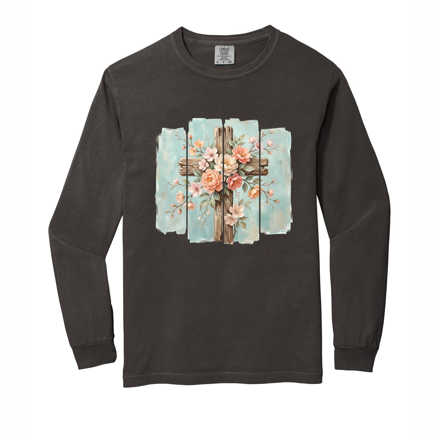 Floral Cross Christian Comfort Colors T Shirt