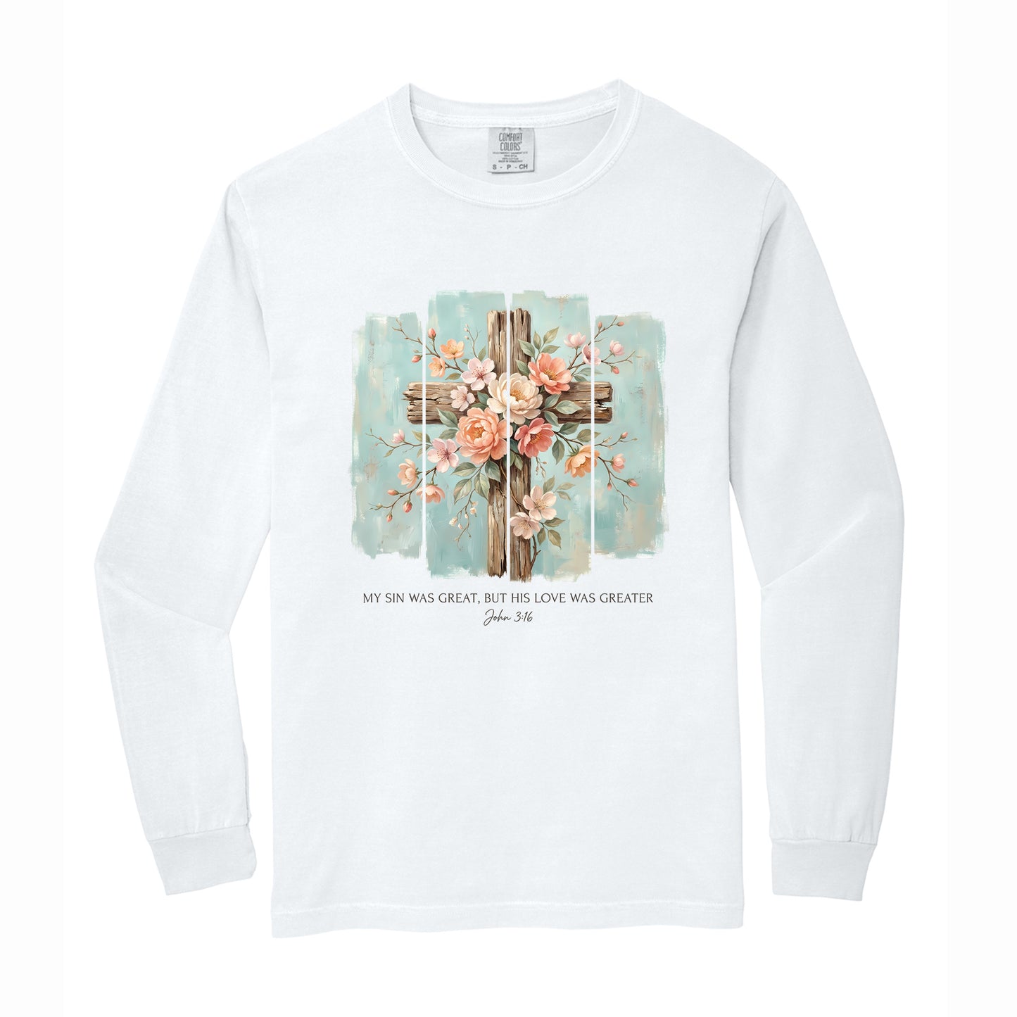 Floral Cross Christian Comfort Colors T Shirt