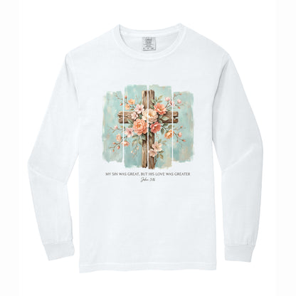 Floral Cross Christian Comfort Colors T Shirt