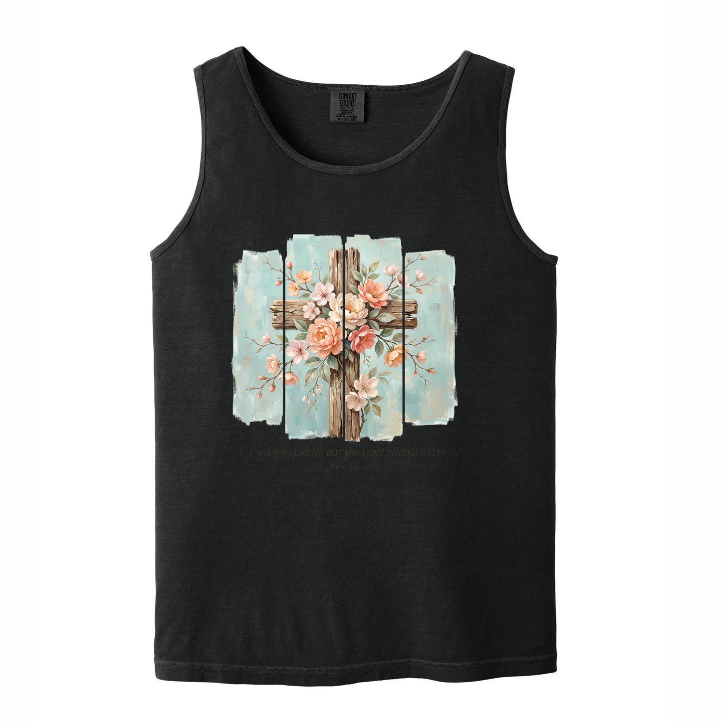 Floral Cross Christian Comfort Colors T Shirt