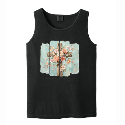 Floral Cross Christian Comfort Colors T Shirt